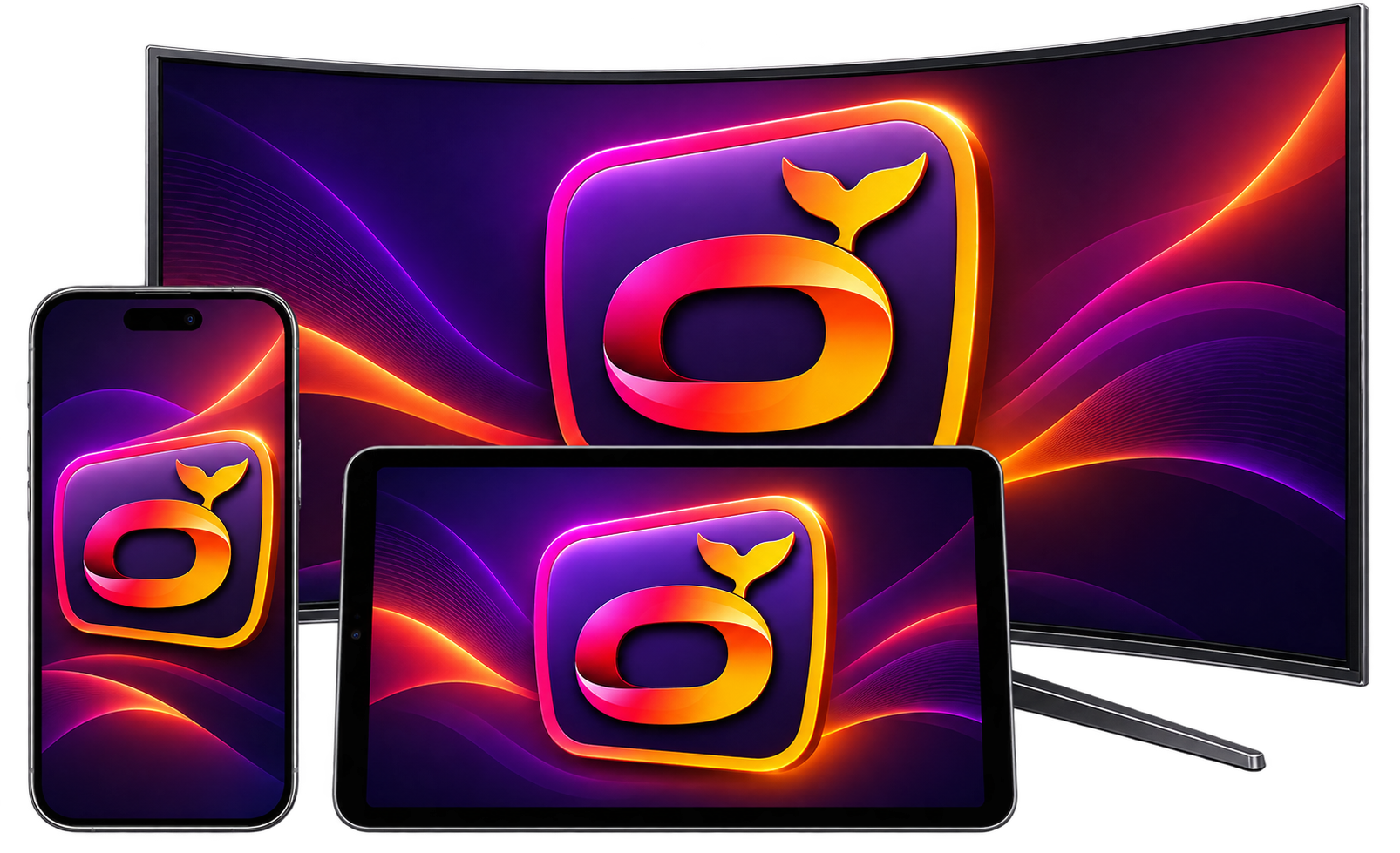 Orca IPTV affiché sur un téléviseur, une tablette et un smartphone