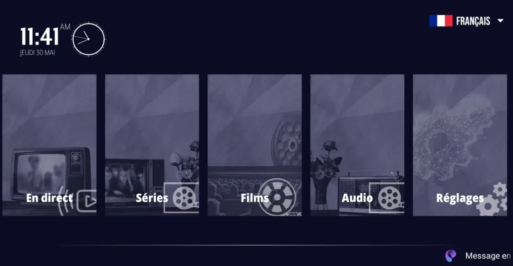 Interface Orca Pro Max pour les chaînes TV, films, séries et sport